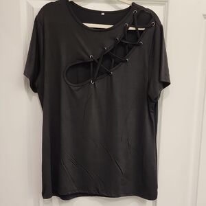 NWOT Black Lace-Up Women's Top‎